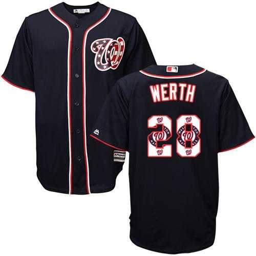 Washington Nationals #28 Jayson Werth Navy Blue Team Logo Fashion Stitched MLB Jersey