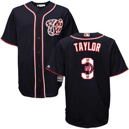 Washington Nationals #3 Michael Taylor Navy Blue Team Logo Fashion Stitched MLB Jersey