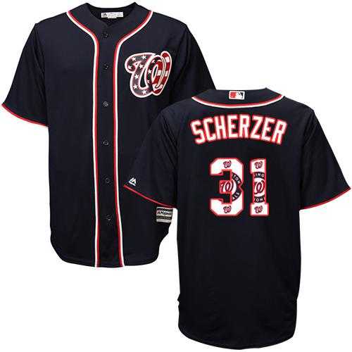 Washington Nationals #31 Max Scherzer Navy Blue Team Logo Fashion Stitched MLB Jersey