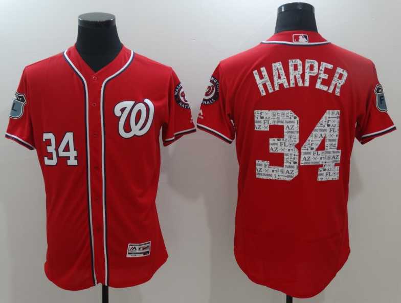 Washington Nationals #34 Bryce Harper Red 2017 Spring Training Flexbase Authentic Collection Stitched Baseball Jersey