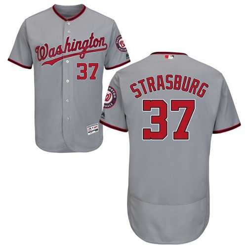 Washington Nationals #37 Stephen Strasburg Grey Flexbase Authentic Collection Stitched MLB Jersey