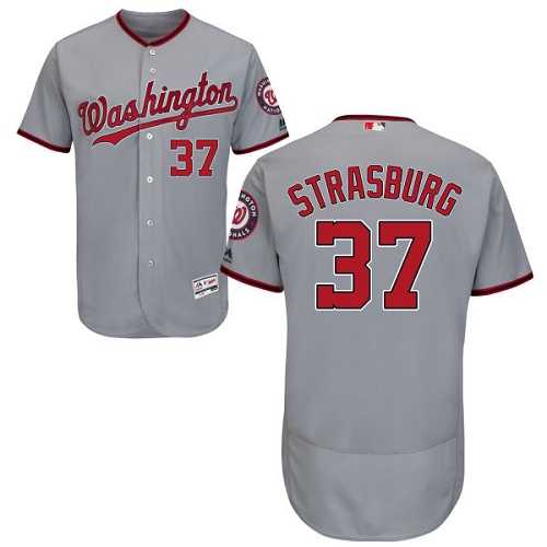 Washington Nationals #37 Stephen Strasburg Grey Flexbase Authentic Collection Stitched MLB Jersey Washington Nationals #37 Stephen Strasburg Grey Flexbase Authentic Collection Stitched MLB Jersey