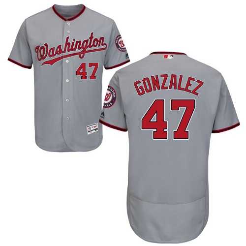 Washington Nationals #47 Gio Gonzalez Grey Flexbase Authentic Collection Stitched MLB Jersey