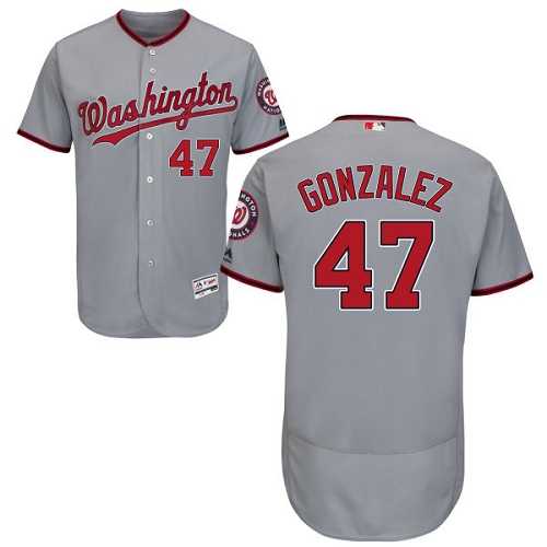 Washington Nationals #47 Gio Gonzalez Grey Flexbase Authentic Collection Stitched MLB Jersey Washington Nationals #47 Gio Gonzalez Grey Flexbase Authentic Collection Stitched MLB Jersey