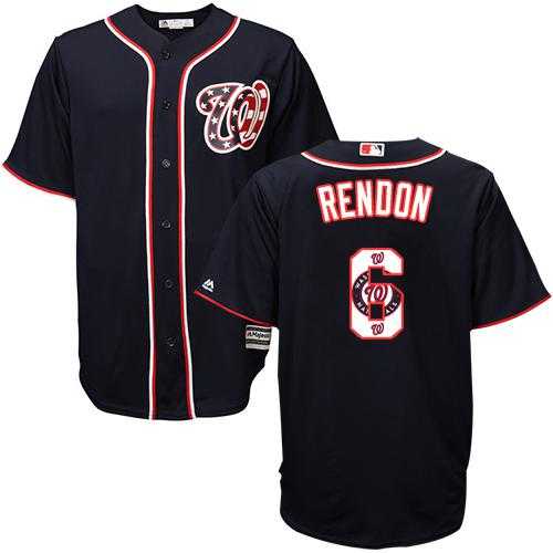 Washington Nationals #6 Anthony Rendon Navy Blue Team Logo Fashion Stitched MLB Jersey