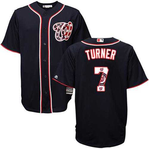 Washington Nationals #7 Trea Turner Navy Blue Team Logo Fashion Stitched MLB Jersey
