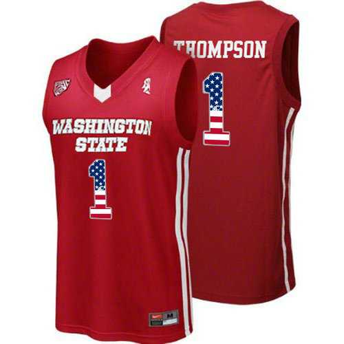 Washington State Cougars #1 Klay Thompson Red College Basketball Jersey