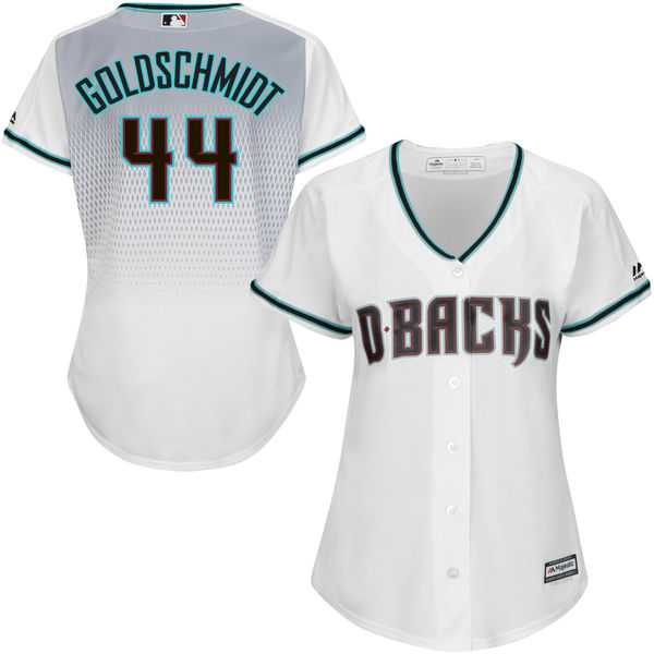 Women's Arizona Diamondbacks #44 Paul Goldschmidt Majestic White Aqua Home Cool Base Player Jersey
