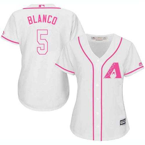 Women's Arizona Diamondbacks #5 Gregor Blanco White Pink FashionStitched MLB Jersey