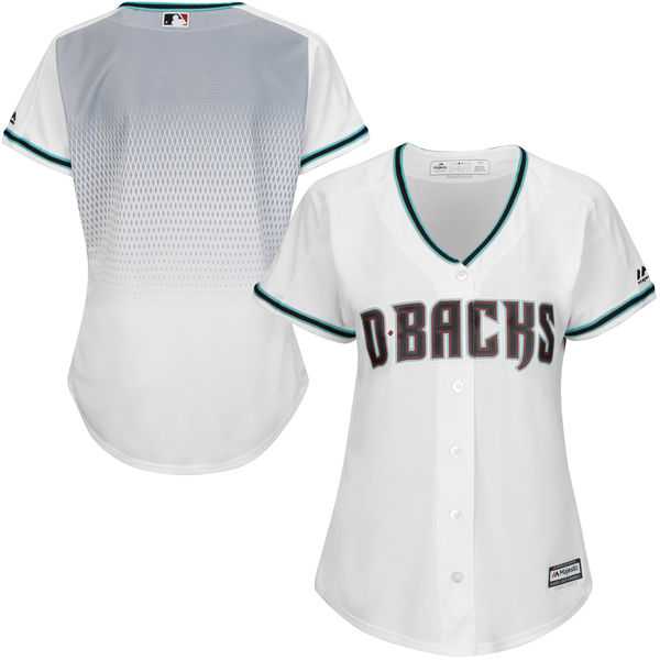 Women's Arizona Diamondbacks Majestic White Aqua Home Cool Base Jersey Women's Arizona Diamondbacks Majestic White Aqua Home Cool Base Jersey