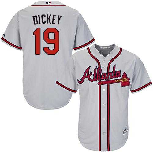 Women's Atlanta Braves #19 R.A. Dickey Grey Road Stitched MLB Jersey