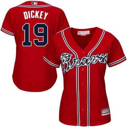 Women's Atlanta Braves #19 R.A. Dickey Red Alternate Stitched MLB Jersey