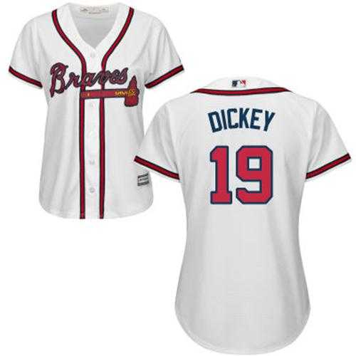 Women's Atlanta Braves #19 R.A. Dickey White Home Stitched MLB Jersey