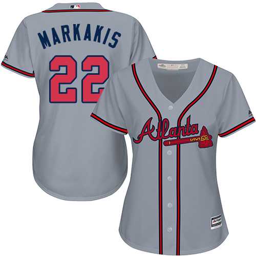 Women's Atlanta Braves #22 Nick Markakis Grey Road Stitched MLB Jersey
