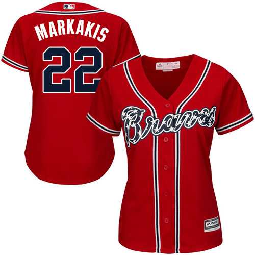 Women's Atlanta Braves #22 Nick Markakis Red Alternate Stitched MLB Jersey Women's Atlanta Braves #22 Nick Markakis Red Alternate Stitched MLB Jersey