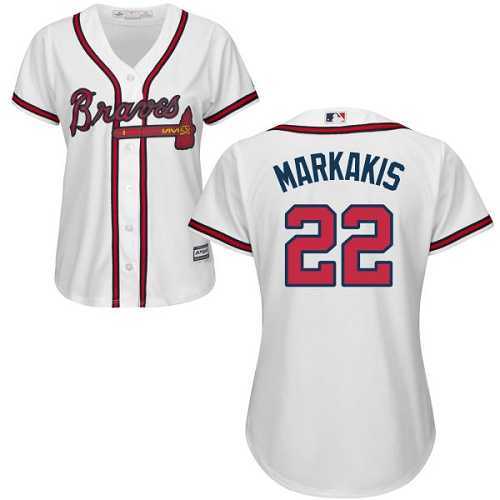 Women's Atlanta Braves #22 Nick Markakis White Home Stitched MLB Jersey Women's Atlanta Braves #22 Nick Markakis White Home Stitched MLB Jersey