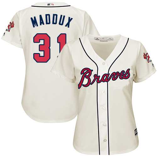 Women's Atlanta Braves #31 Greg Maddux Cream Alternate Stitched MLB Jersey