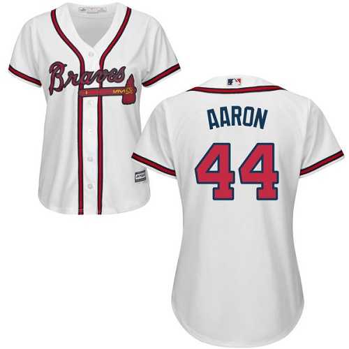 Women's Atlanta Braves #44 Hank Aaron White Home Stitched MLB Jersey