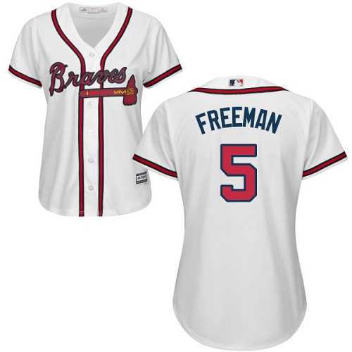 Women's Atlanta Braves #5 Freddie Freeman White Home Stitched MLB Jersey