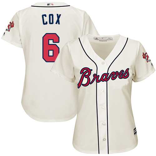Women's Atlanta Braves #6 Bobby Cox Cream Alternate Stitched MLB Jersey