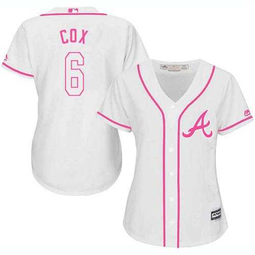 Women's Atlanta Braves #6 Bobby Cox White Pink Fashion Stitched MLB Jersey