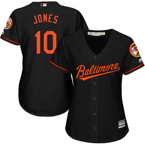 Women's Baltimore Orioles #10 Adam Jones Black Alternate Stitched MLB Jersey