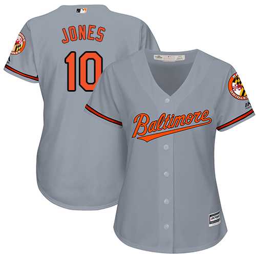 Women's Baltimore Orioles #10 Adam Jones Grey Road Stitched MLB Jersey