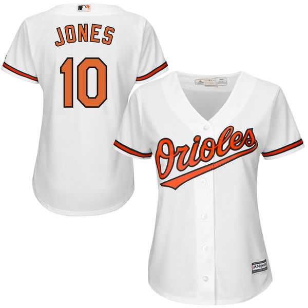 Women's Baltimore Orioles #10 Adam Jones Majestic White Home Cool Base Jersey