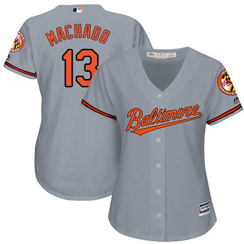 Women's Baltimore Orioles #13 Manny Machado Grey Road Stitched MLB Jersey