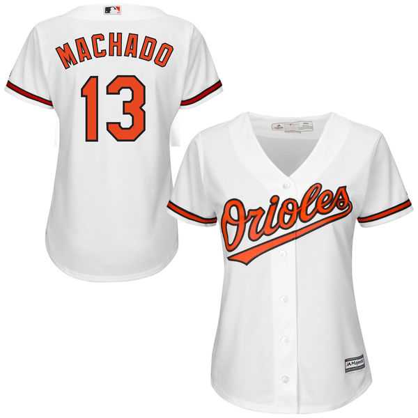 Women's Baltimore Orioles #13 Manny Machado Majestic White Home Cool Base Jersey