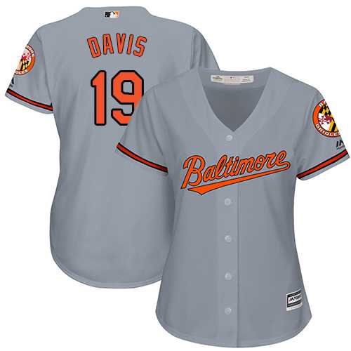 Women's Baltimore Orioles #19 Chris Davis Grey Road Stitched MLB Jersey