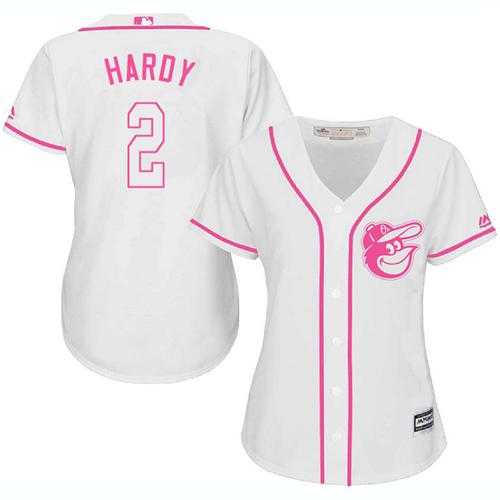 Women's Baltimore Orioles #2 J.J. Hardy White Pink Fashion Stitched MLB Jersey