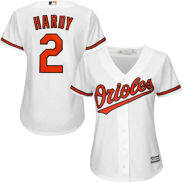 Women's Baltimore Orioles #2 JJ Hardy Majestic White Home Cool Base Jersey