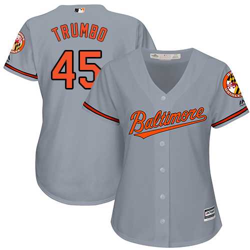 Women's Baltimore Orioles #45 Mark Trumbo Grey Road Stitched MLB Jersey