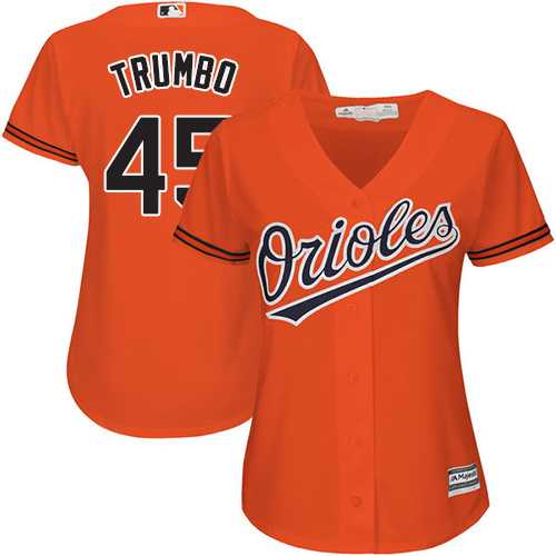 Women's Baltimore Orioles #45 Mark Trumbo Orange Alternate Stitched MLB Jersey