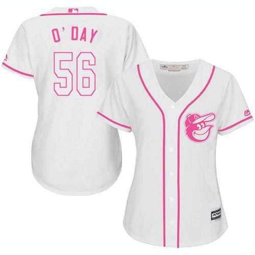 Women's Baltimore Orioles #56 Darren O'Day White Pink Fashion Stitched MLB Jersey