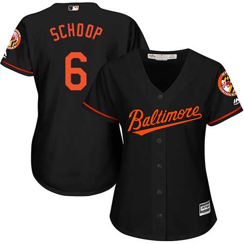 Women's Baltimore Orioles #6 Jonathan Schoop Black Alternate Stitched MLB Jersey