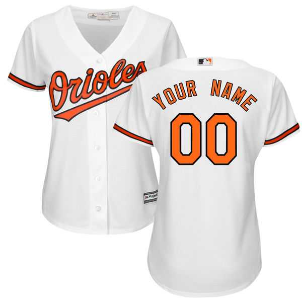 Women's Baltimore Orioles Majestic White Home Cool Base Custom Jersey Women's Baltimore Orioles Majestic White Home Cool Base Custom Jersey