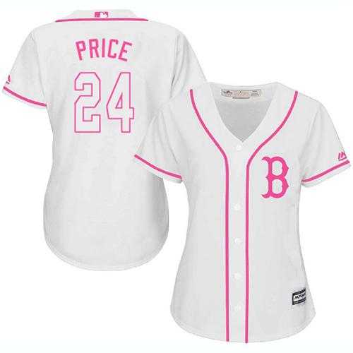 Women's Boston Red Sox #24 David Price White Pink Fashion Stitched MLB Jersey