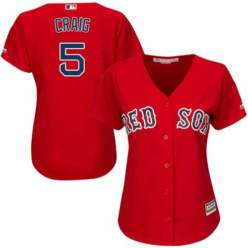 Women's Boston Red Sox #5 Allen Craig Red Alternate Stitched MLB Jersey