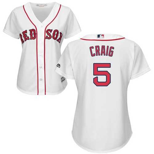 Women's Boston Red Sox #5 Allen Craig White Home Stitched MLB Jersey