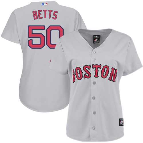 Women's Boston Red Sox #50 Mookie Betts Grey Road Stitched MLB Jersey