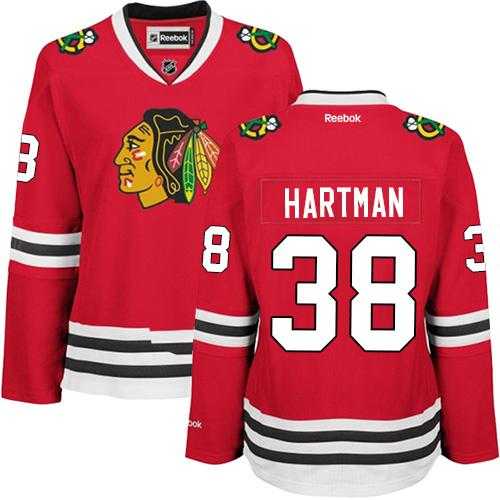 Women's Chicago Blackhawks #38 Ryan Hartman Red Home Stitched NHL Jersey