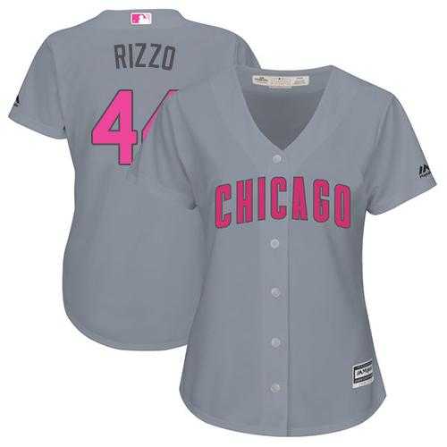 Women's Chicago Cubs #44 Anthony Rizzo Grey Mother's Day Cool Base Stitched MLB Jersey