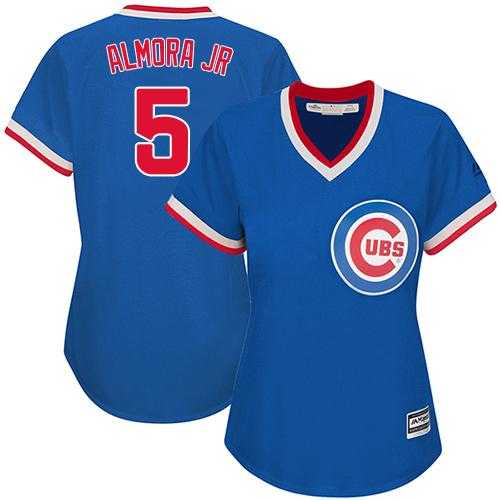 Women's Chicago Cubs #5 Albert Almora Jr. Blue Cooperstown Stitched MLB Jersey