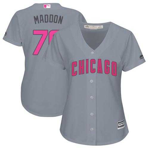 Women's Chicago Cubs #70 Joe Maddon Grey Mother's Day Cool Base Stitched MLB Jersey