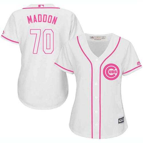 Women's Chicago Cubs #70 Joe Maddon White Pink Fashion Stitched MLB Jersey