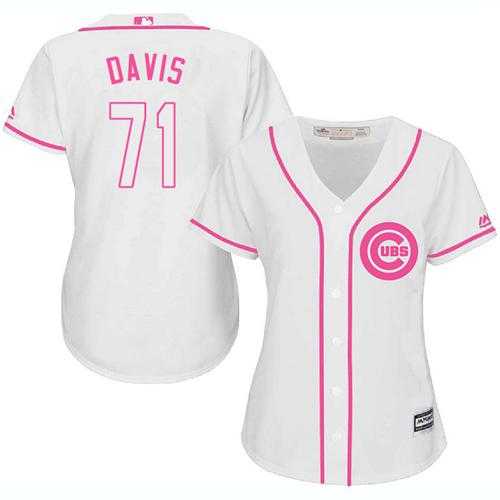 Women's Chicago Cubs #71 Wade Davis White Pink Fashion Stitched MLB Jersey
