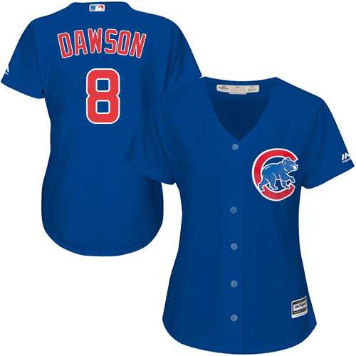 Women's Chicago Cubs #8 Andre Dawson Blue Alternate Stitched MLB Jersey