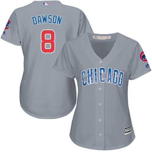 Women's Chicago Cubs #8 Andre Dawson Grey Road Stitched MLB Jersey